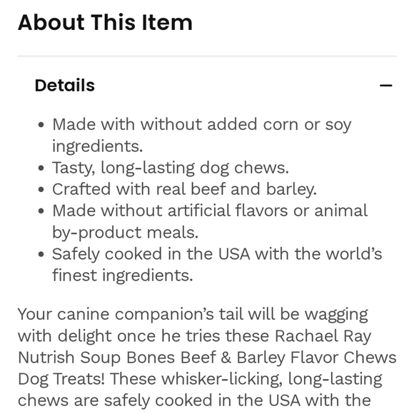 Rachael Ray Nutrish Soup Bones Beef & Barley Flavor Chews Dog Treats - Picture 3 of 7